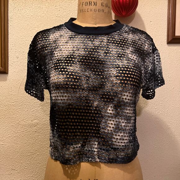 Sans Souci Tie Dye Fishnet Crop Top New Size M - Picture 3 of 11